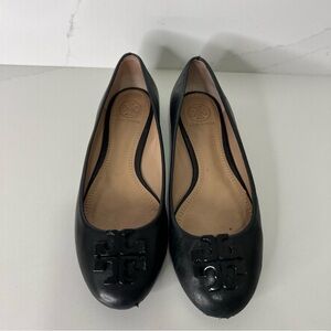 Tory Burch Lowell Black Leather Ballet Flats Slip-On Classic Womens Size 6.5